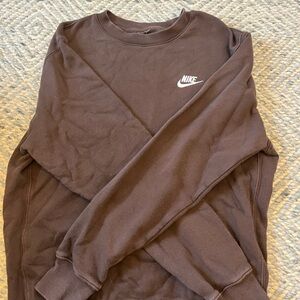 Nike Brown Sweatshirt with White Swoosh Logo